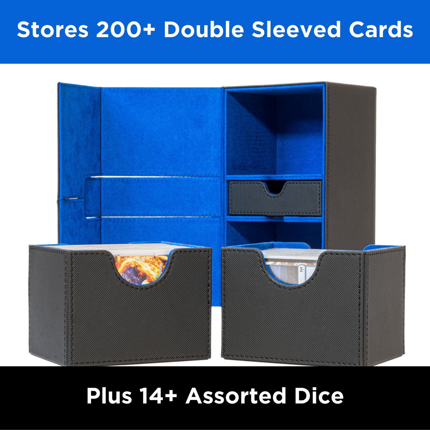 Royal Blue Interior Sideloader 200 - Durable Double Deck Box with Dice Tray