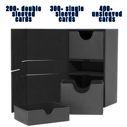 Dark Black Interior Sideloader 200 - Durable Double Deck Box with Dice Tray