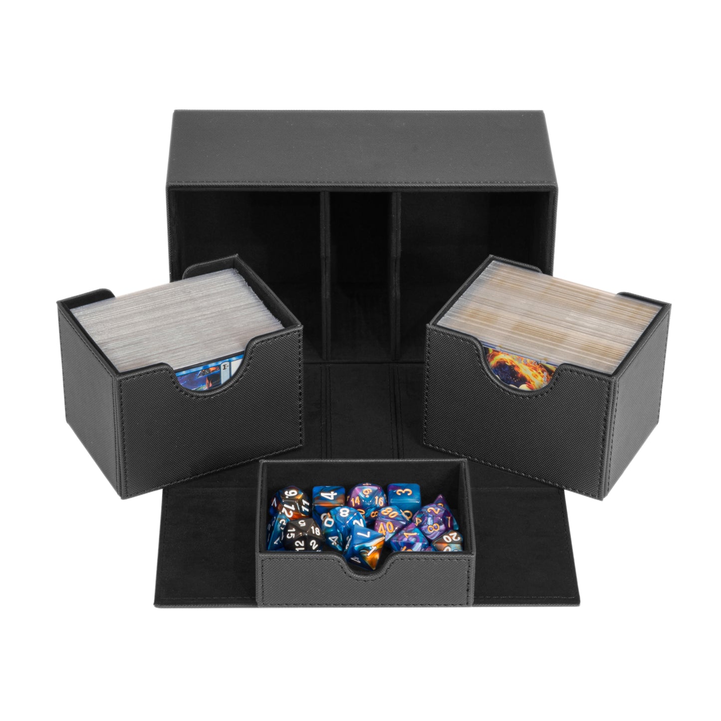 Dark Black Interior Sideloader 200 - Durable Double Deck Box with Dice Tray