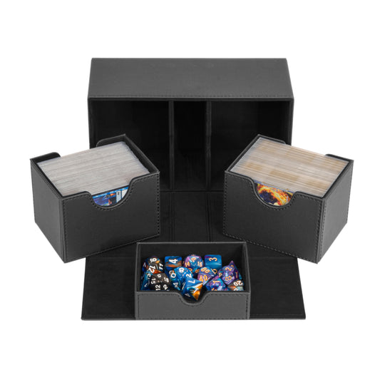 Dark Black Interior Sideloader 200 - Durable Double Deck Box with Dice Tray